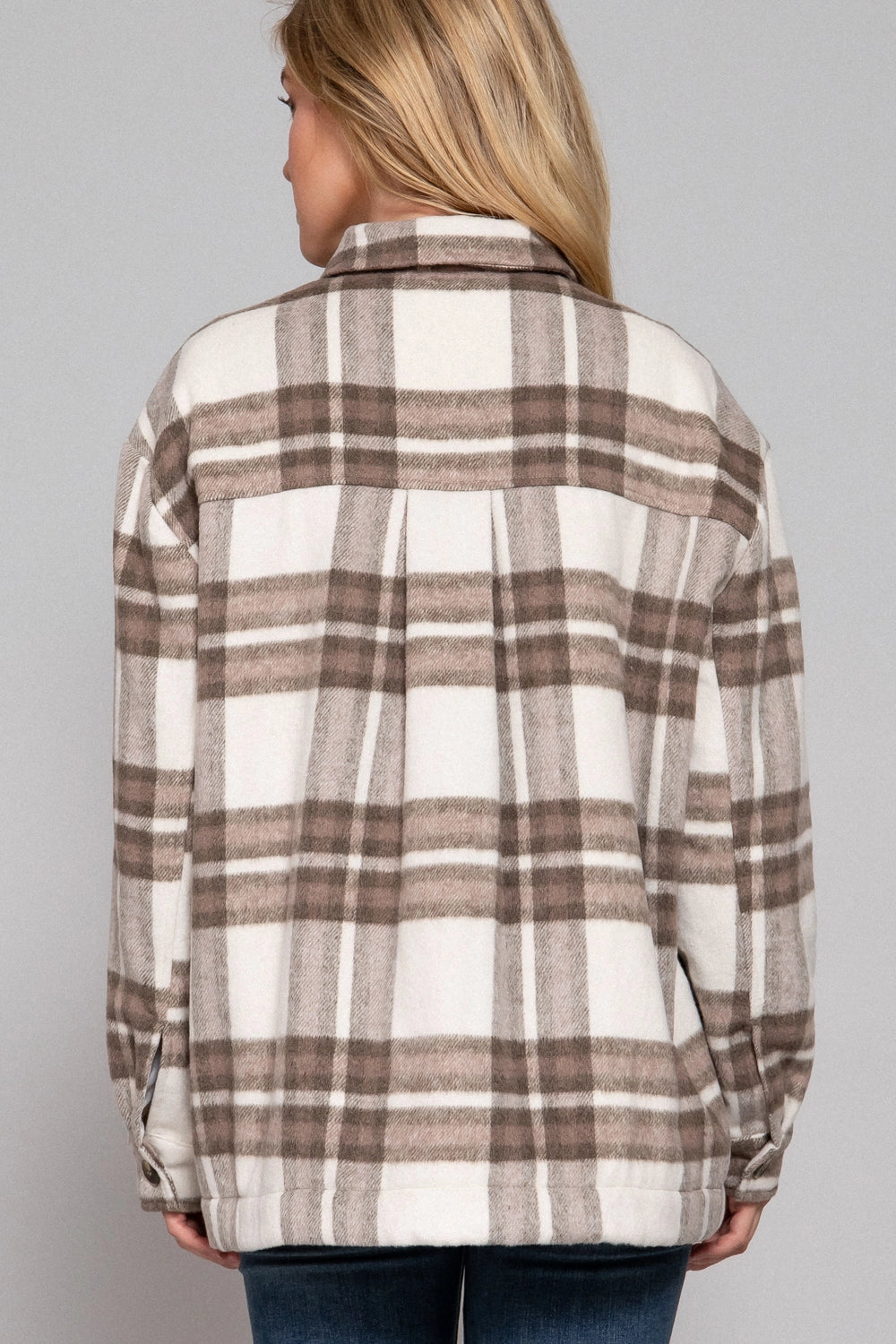 Brown Brushed Plaid Jacket