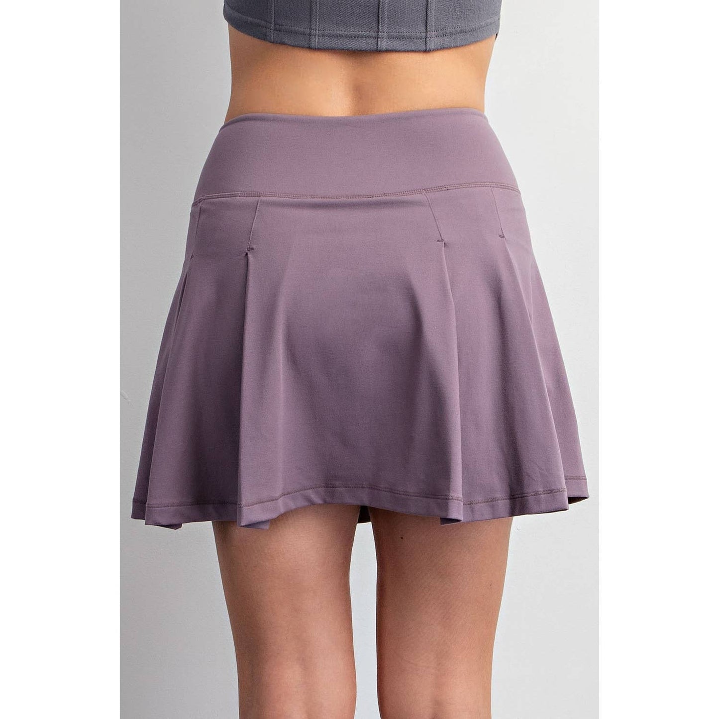 Frosted Mulberry Back Pleated Skorts with Pockets