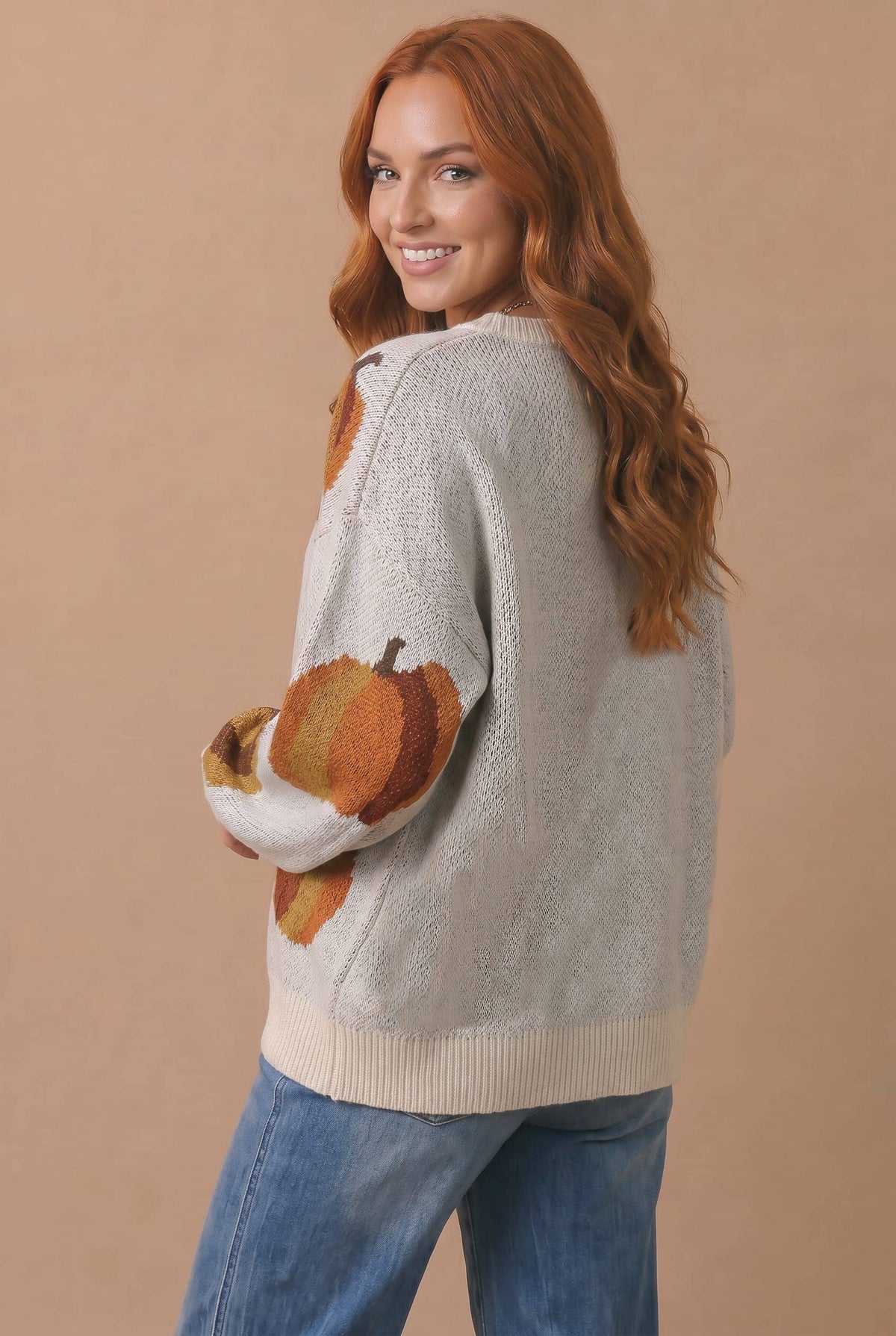 Drop Shoulder Pumpkin Sweater Top
