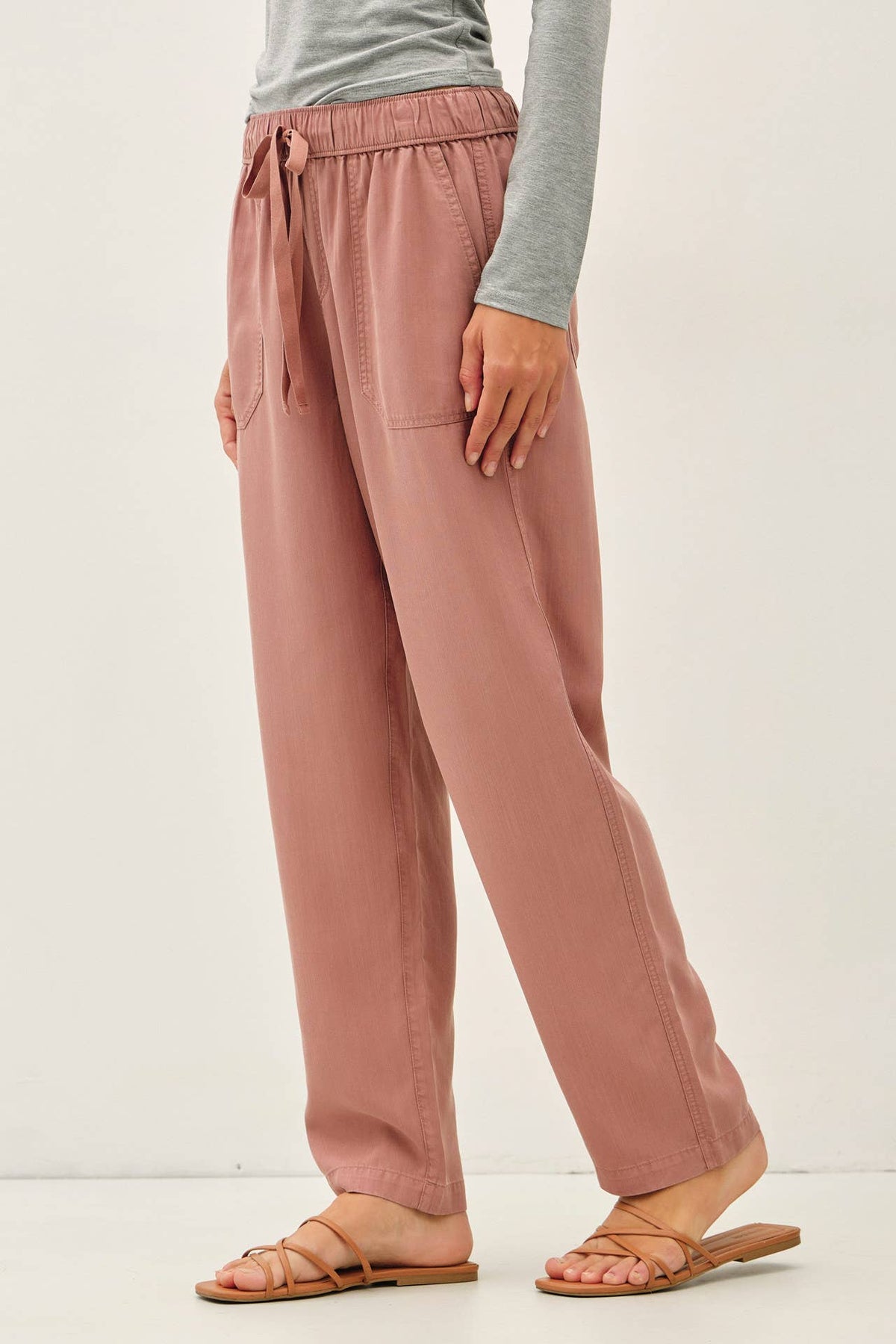 DEEP CHOCOLATE TENCEL TAPERED PANTS