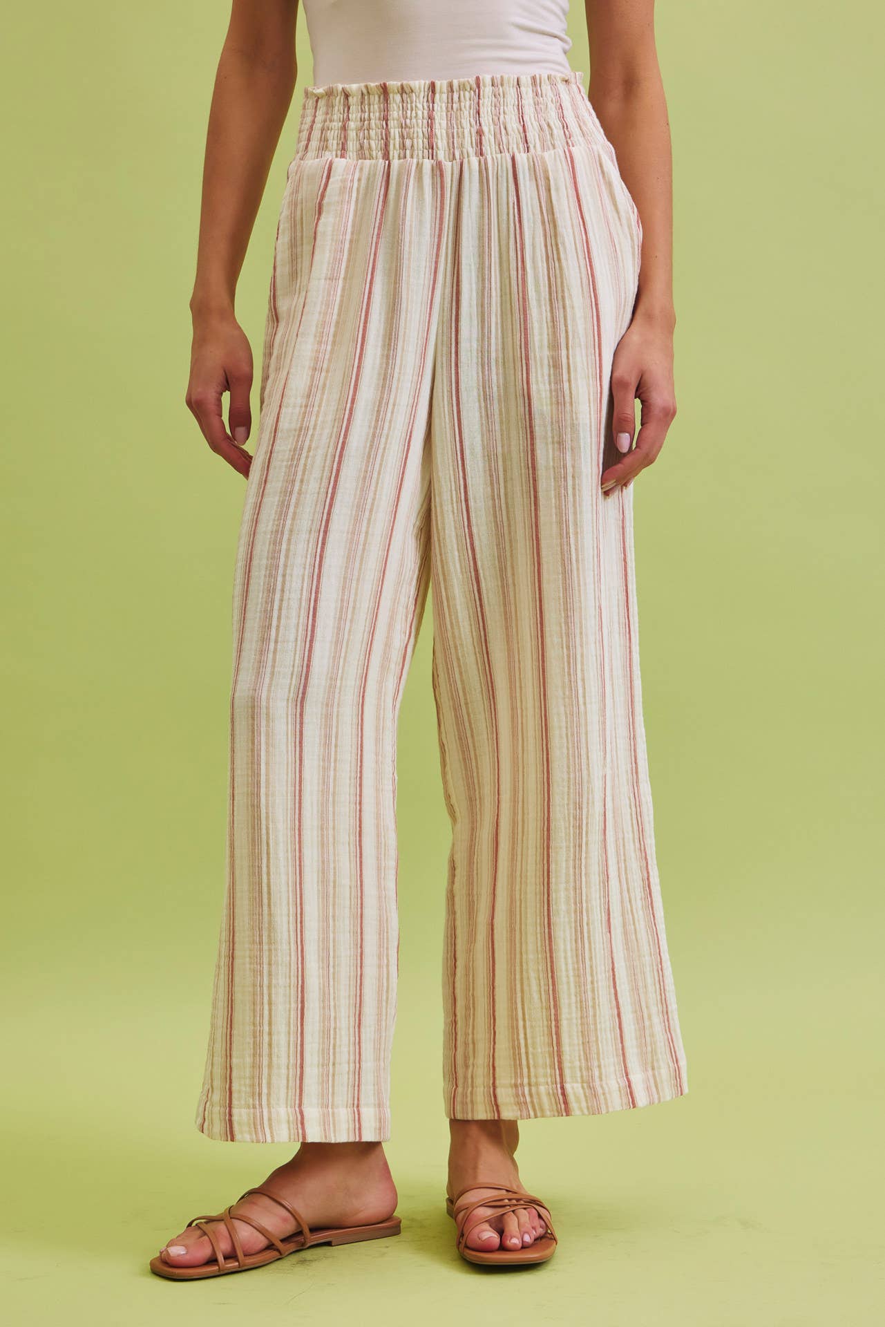 Terracotta Double Gauze Wide Leg Pants