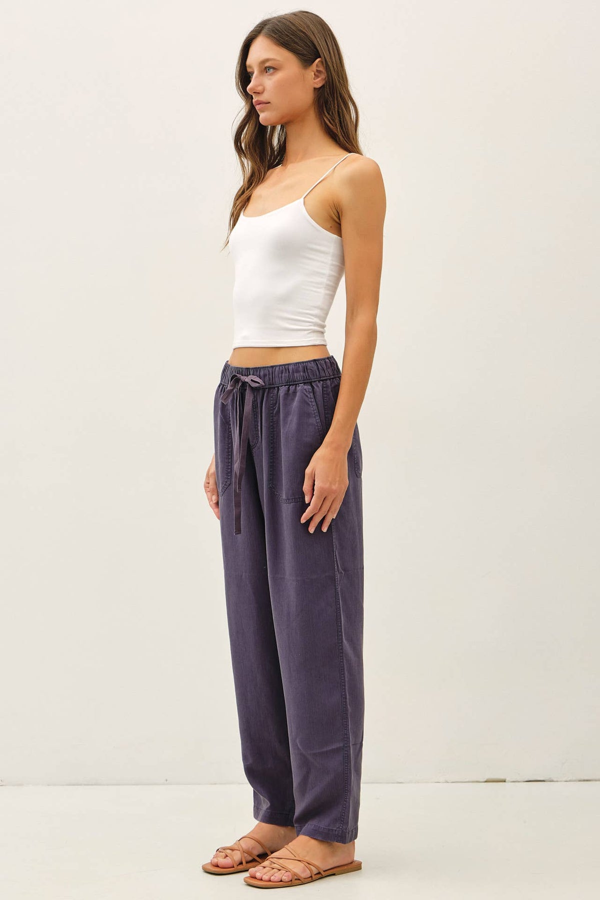 DEEP CHOCOLATE TENCEL TAPERED PANTS