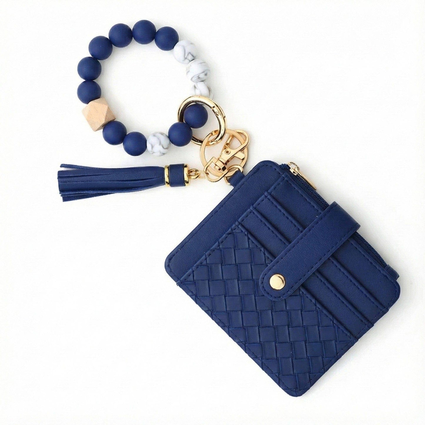 Quilted Beaded Keychain Bracelet Wallet