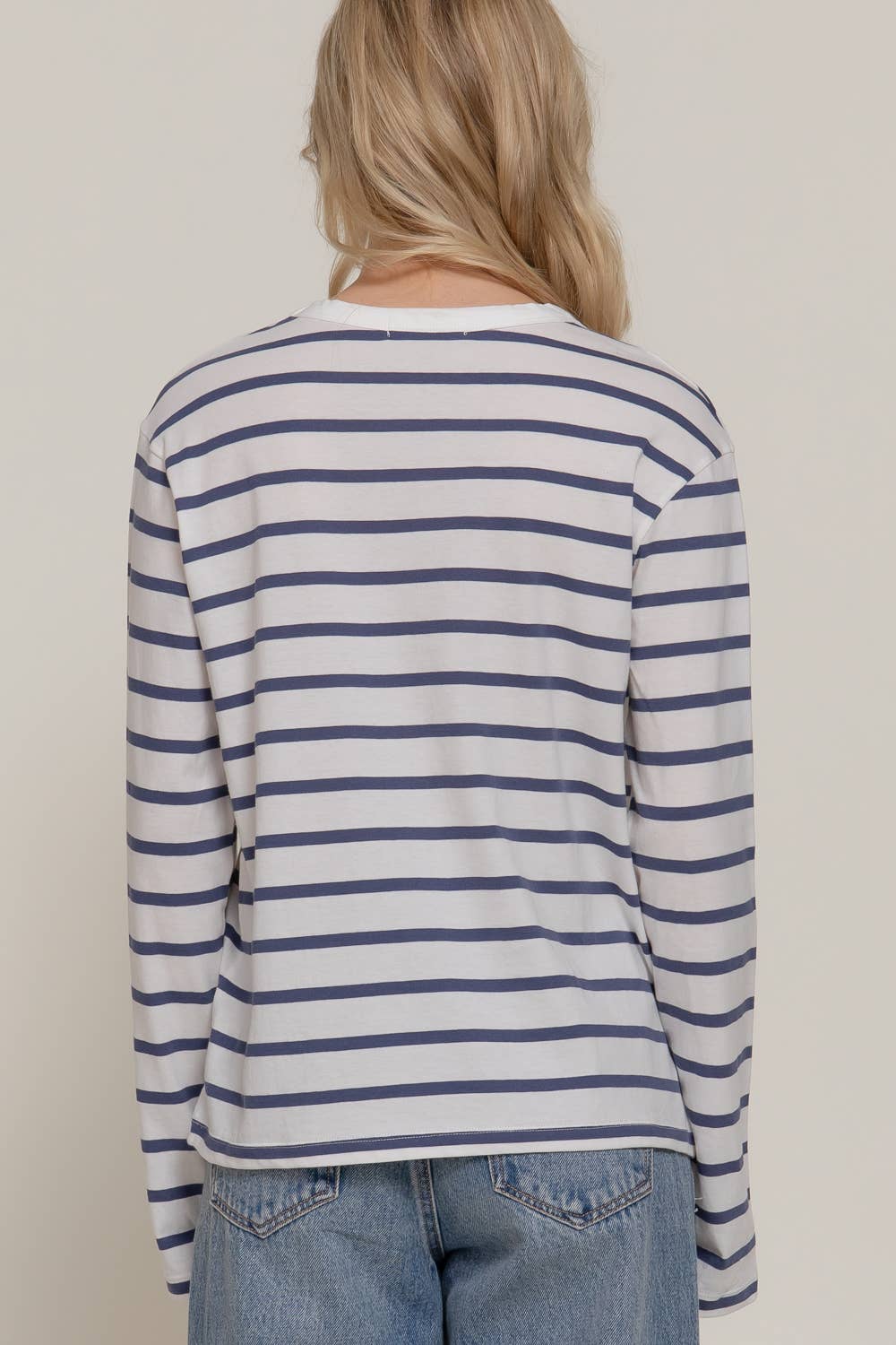 Navy + Ivory Striped Long Sleeve Tee