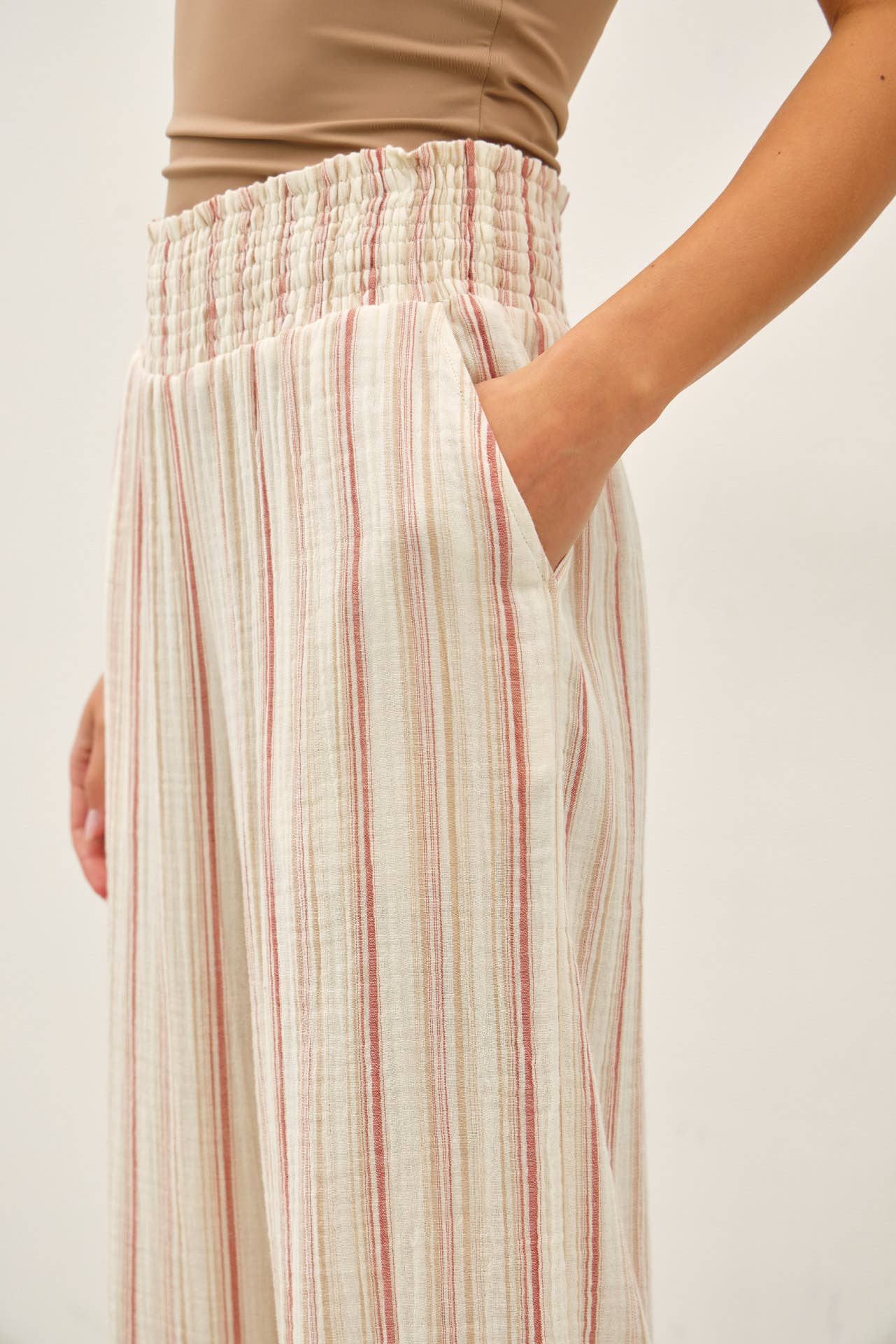 Terracotta Double Gauze Wide Leg Pants