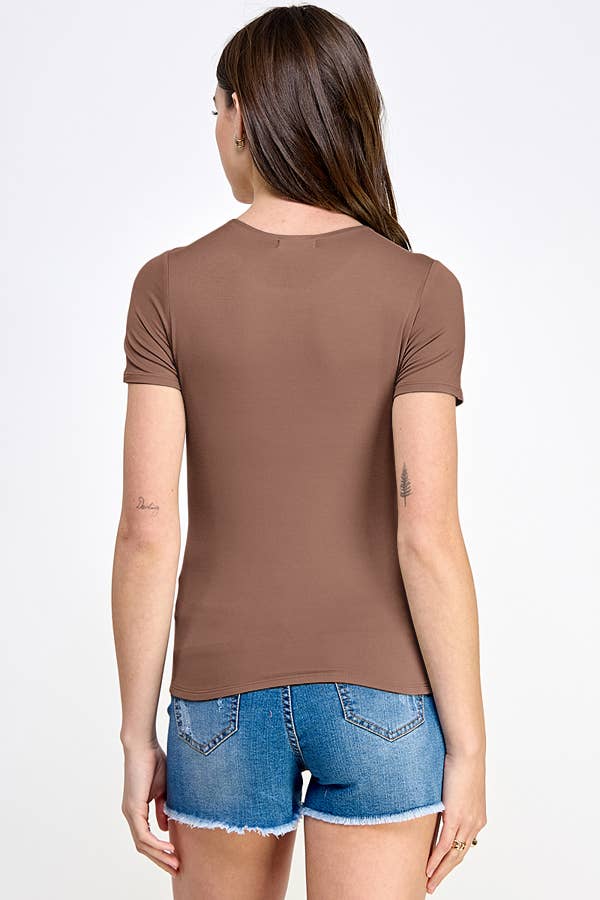 CAFE CREAM DOUBLE LAYERED SHORT SLEEVE TOP