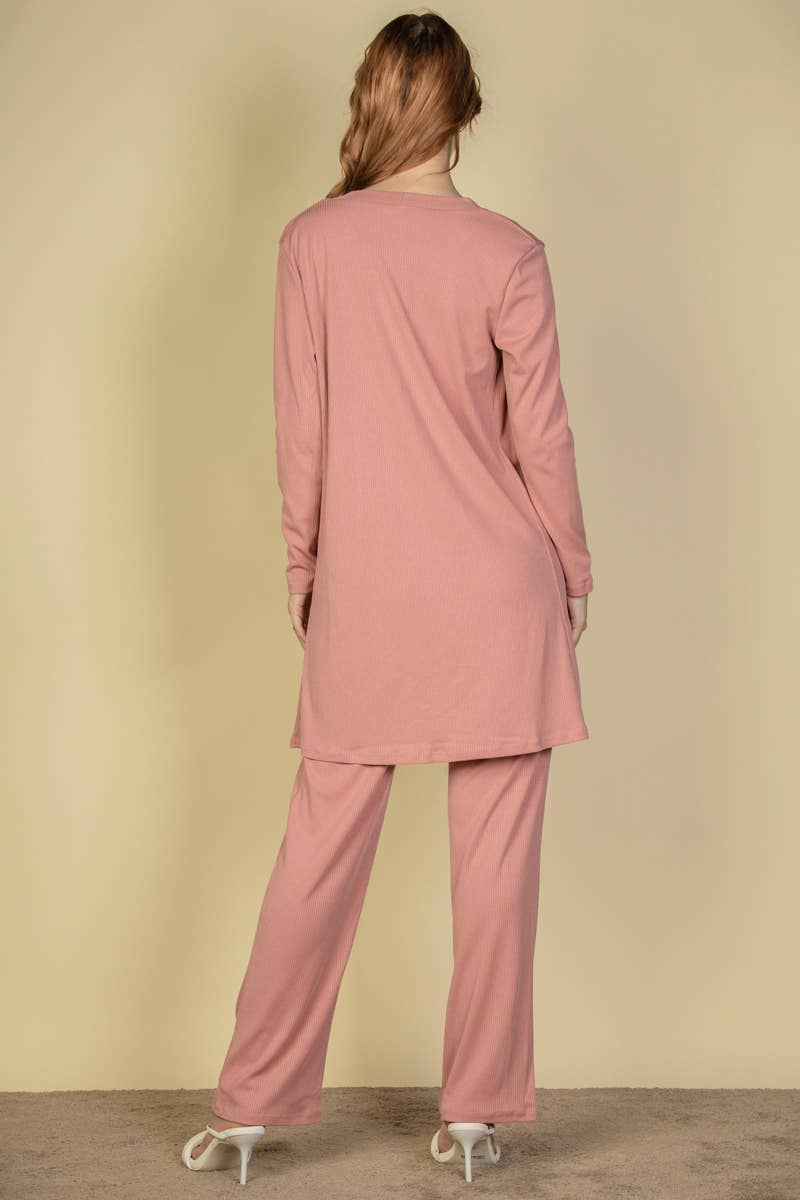 Rose - 3 Pieces Cami Top with Pants and Long Cardigan Set