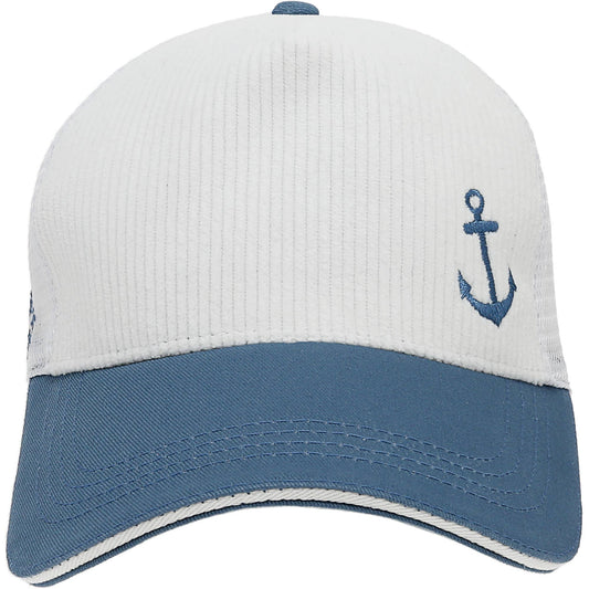 Feelin' Nauti - White Corduroy Adjustable Mesh Hat