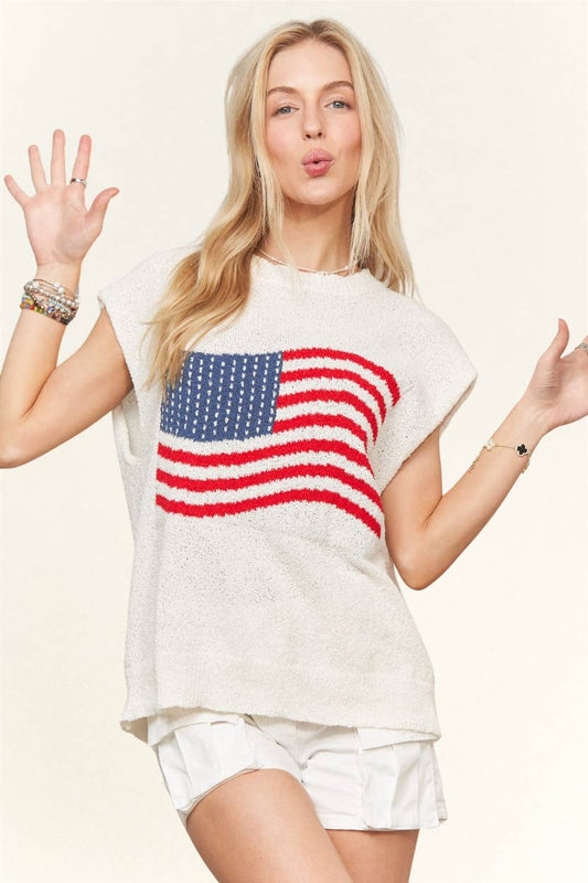 American Flag Knit Top