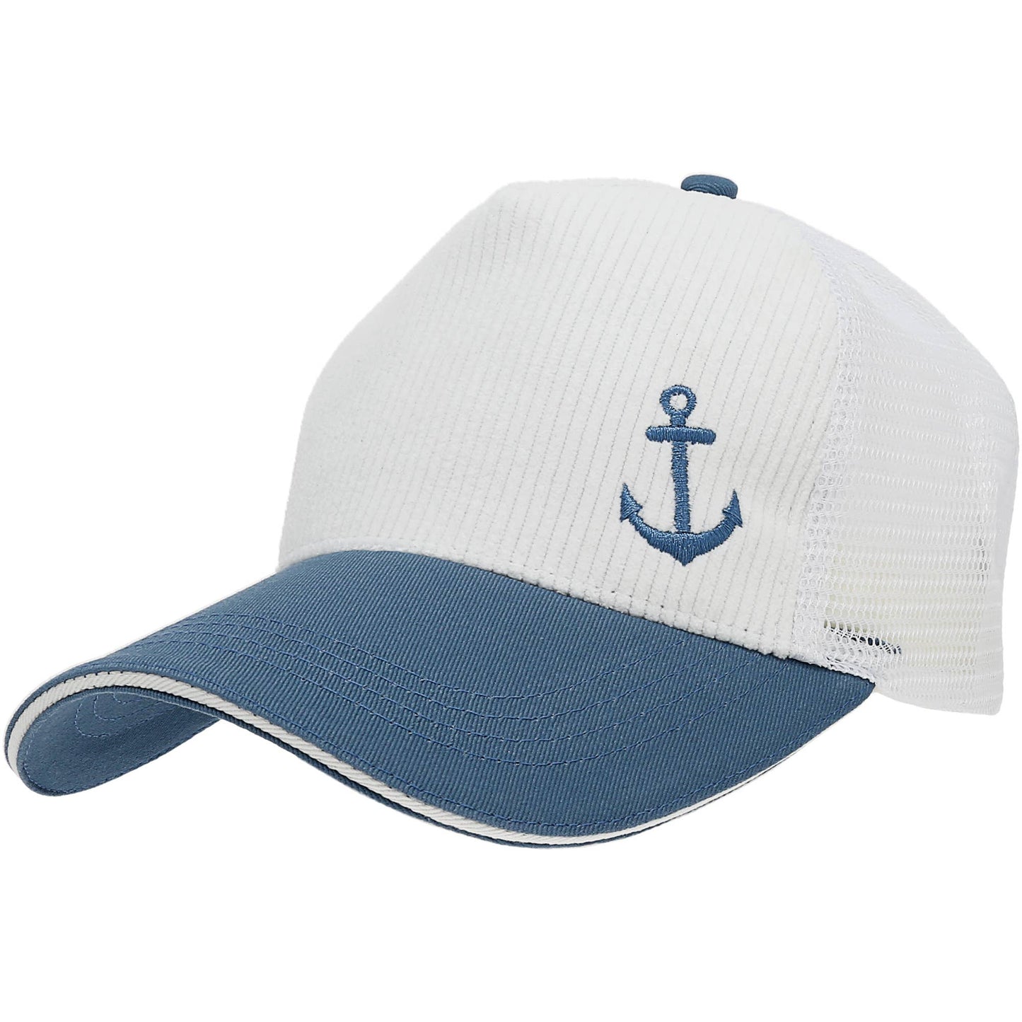 Feelin' Nauti - White Corduroy Adjustable Mesh Hat