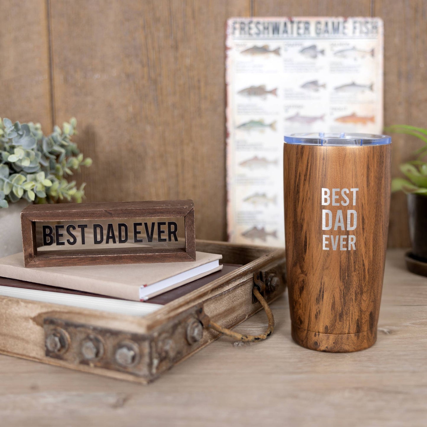 Best Dad Ever - 6" x 2" Wood Framed Plaque