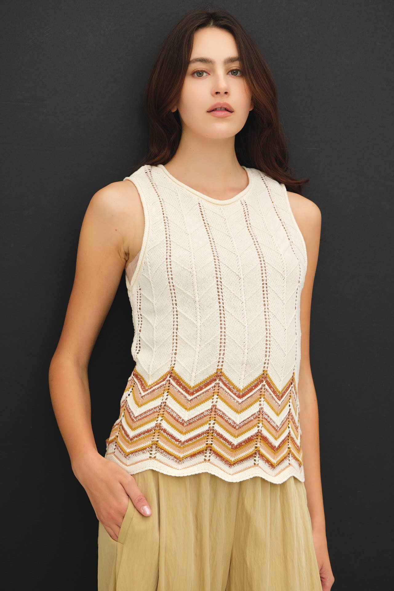 Terracotta Chevron Knit Tank