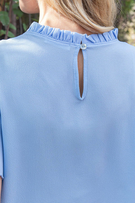 Light Blue Butterfly Sleeve Top