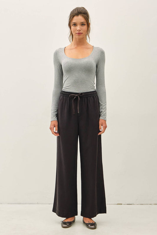 VINTAGE BLACK TENCEL WIDE LEG PANTS