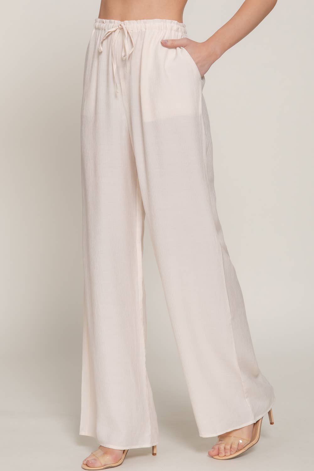 Elastic Waistband Flowy Pants