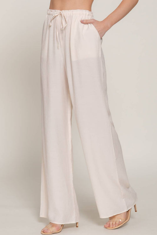 Elastic Waistband Flowy Pants