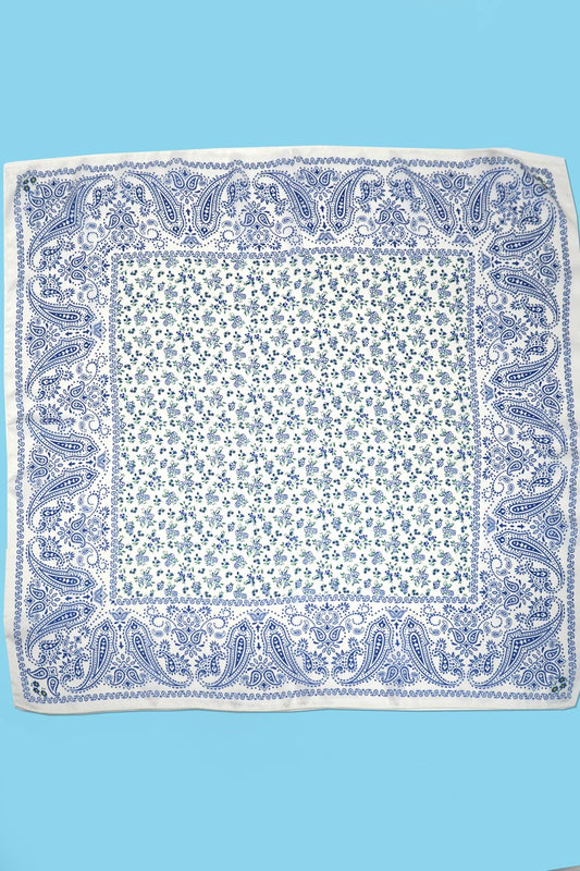 Floral Toile Print Bandana Scarf