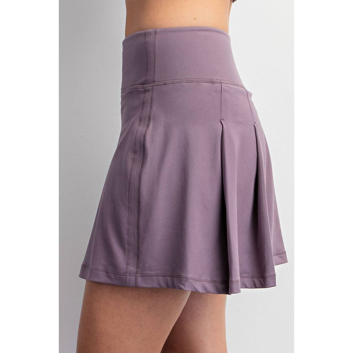 Frosted Mulberry Back Pleated Skorts with Pockets