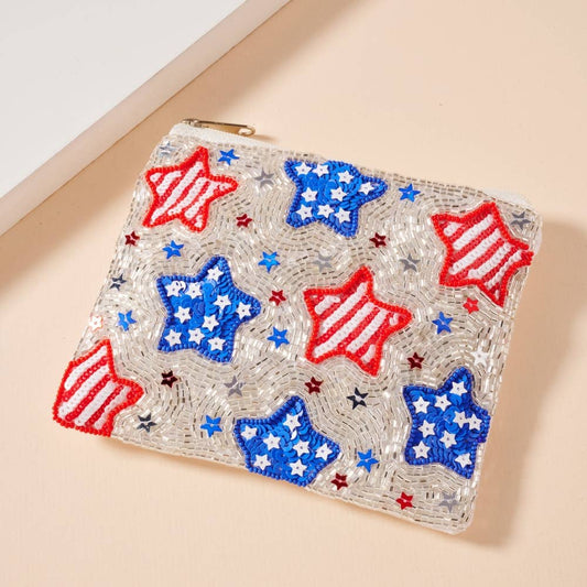 USA Beaded Coin Pouch