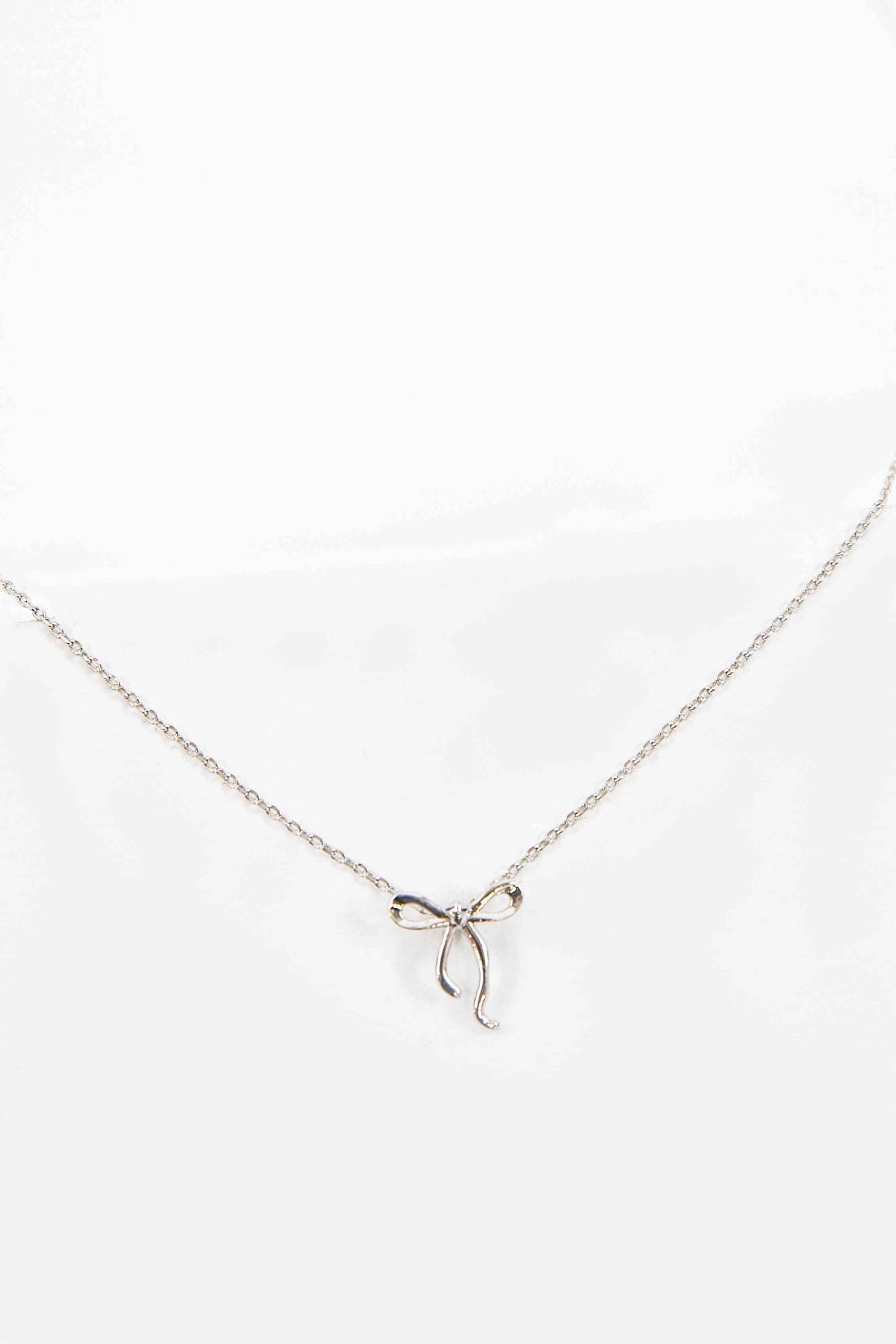 Curled Bow Charm Necklace