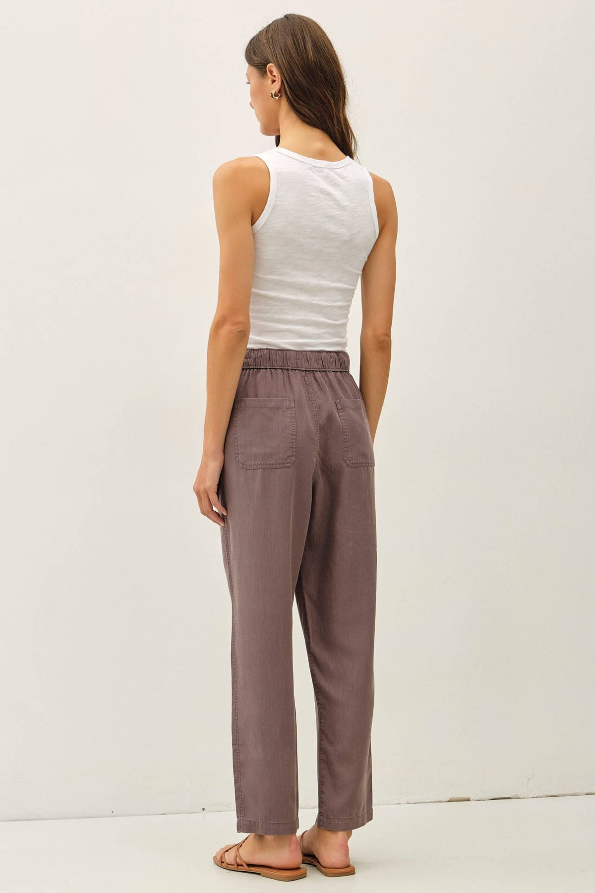 DEEP CHOCOLATE TENCEL TAPERED PANTS