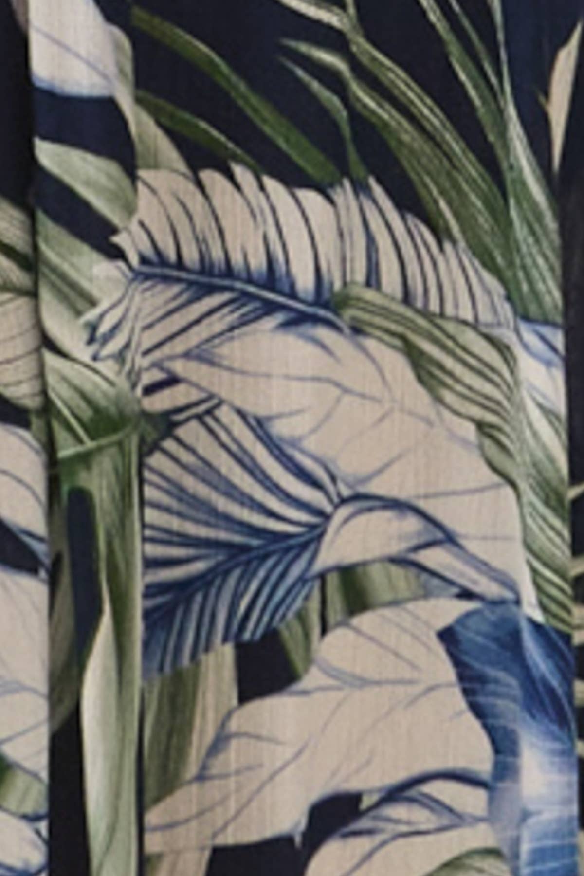 Navy Tropical Chest Ruched Midi Dress