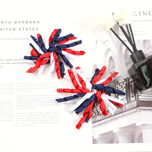 Red White + Blue Polka Dot Hair Clips