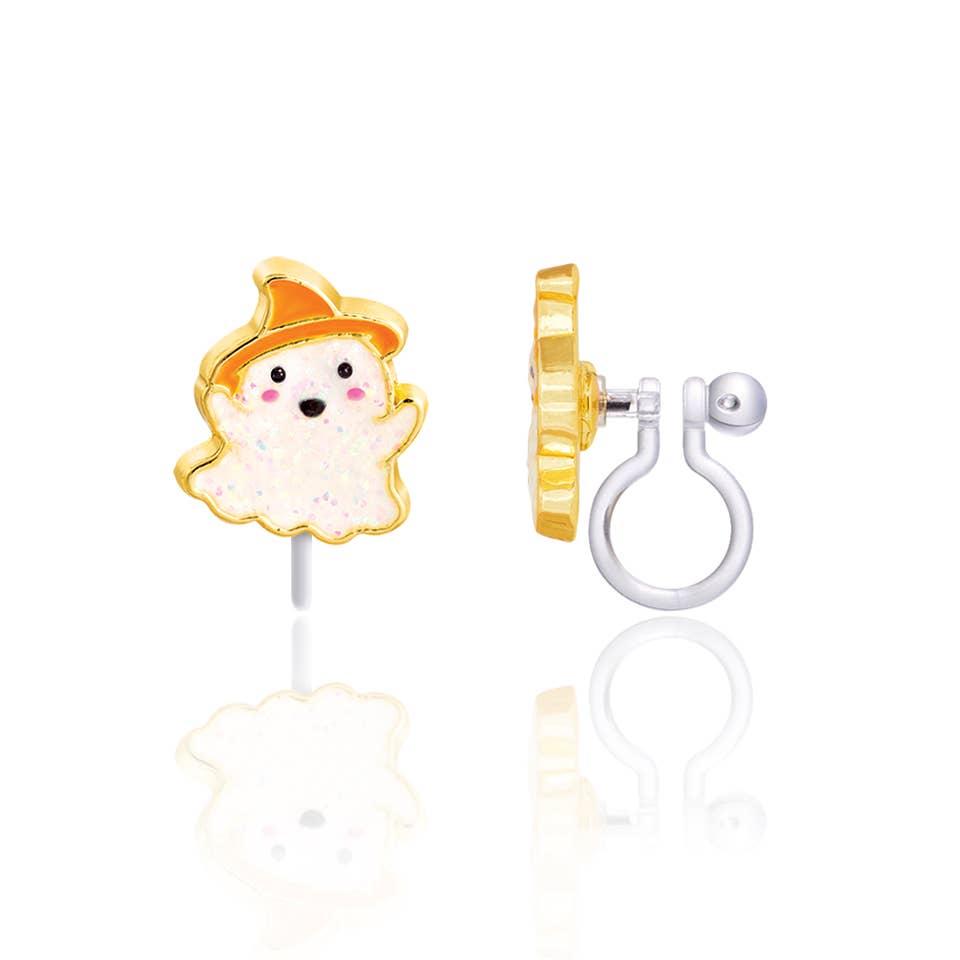 Glitter Ghost - Clip On Earrings