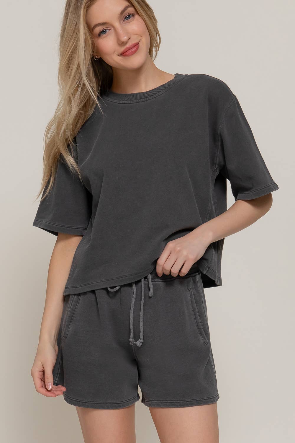 Charcoal Washed Terry Shorts