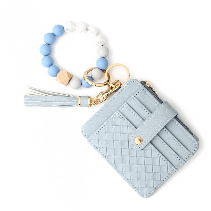 Quilted Beaded Keychain Bracelet Wallet
