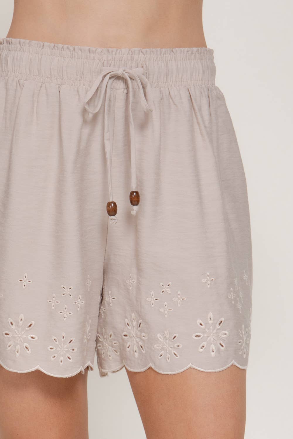 Black Eyelet Hem Woven Shorts