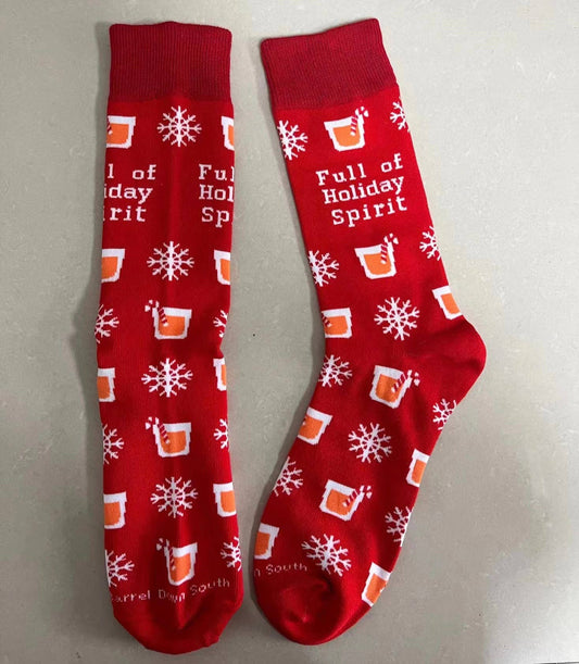 Full of Holiday Spirit Christmas Bourbon Alcohol Socks