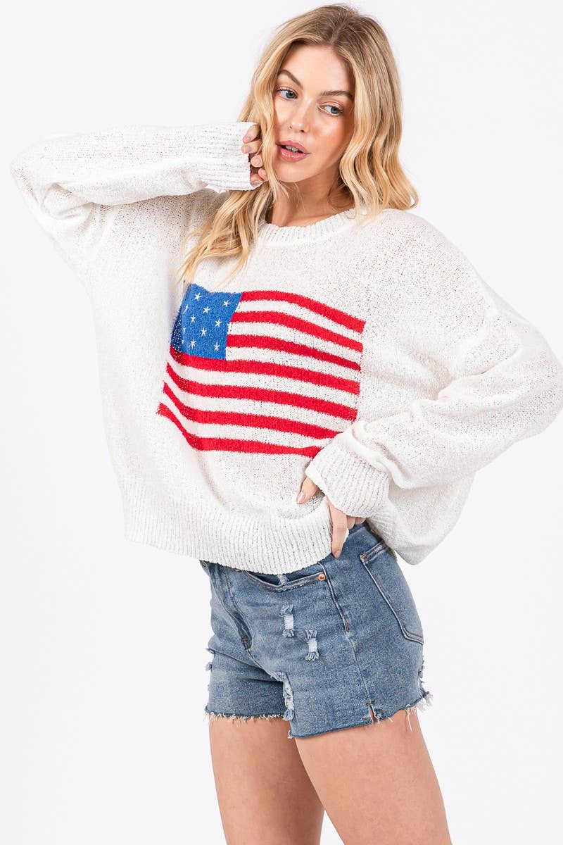 AMERICAN FLAG LIGHT SWEATER
