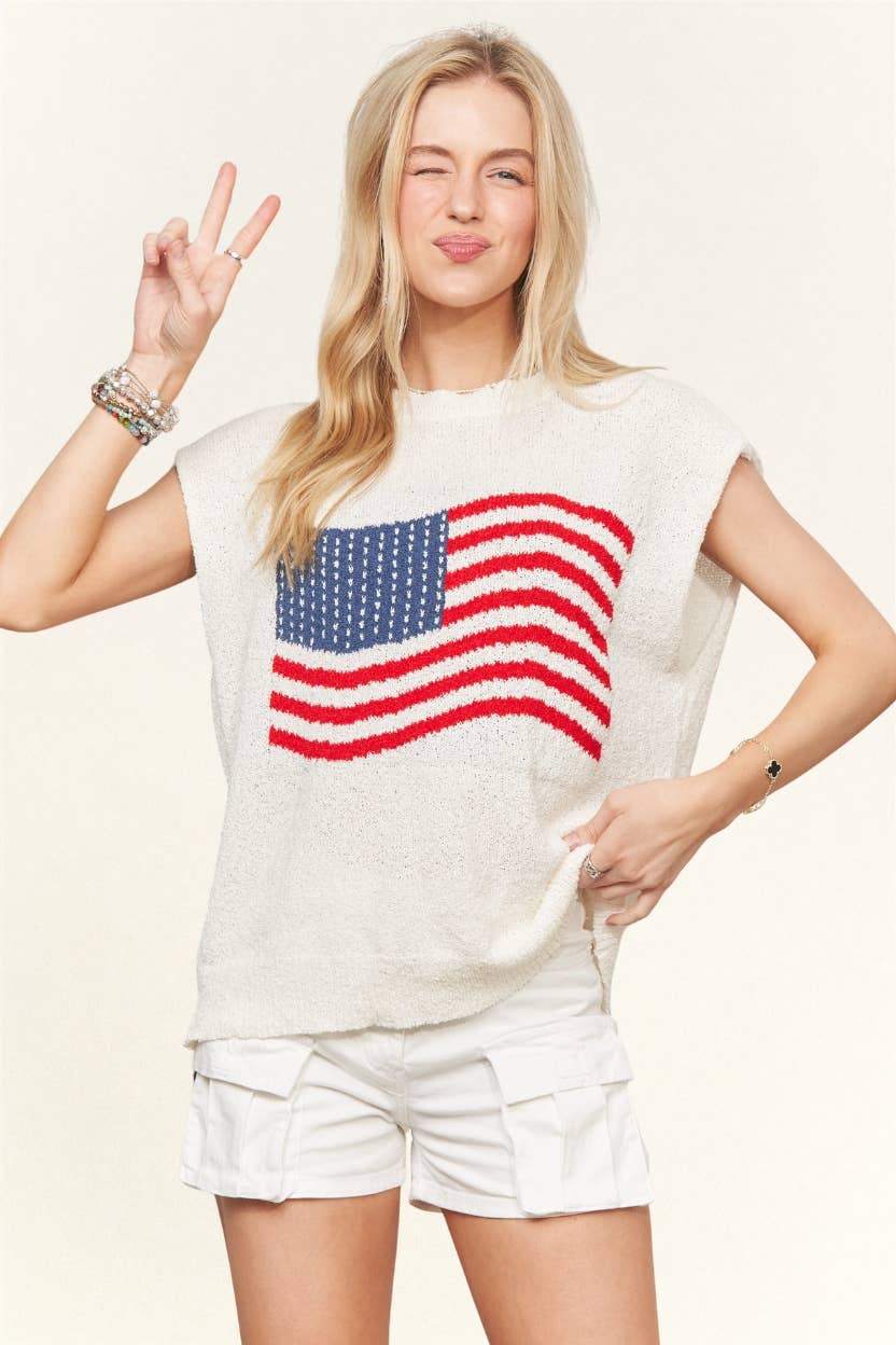 American Flag Knit Top