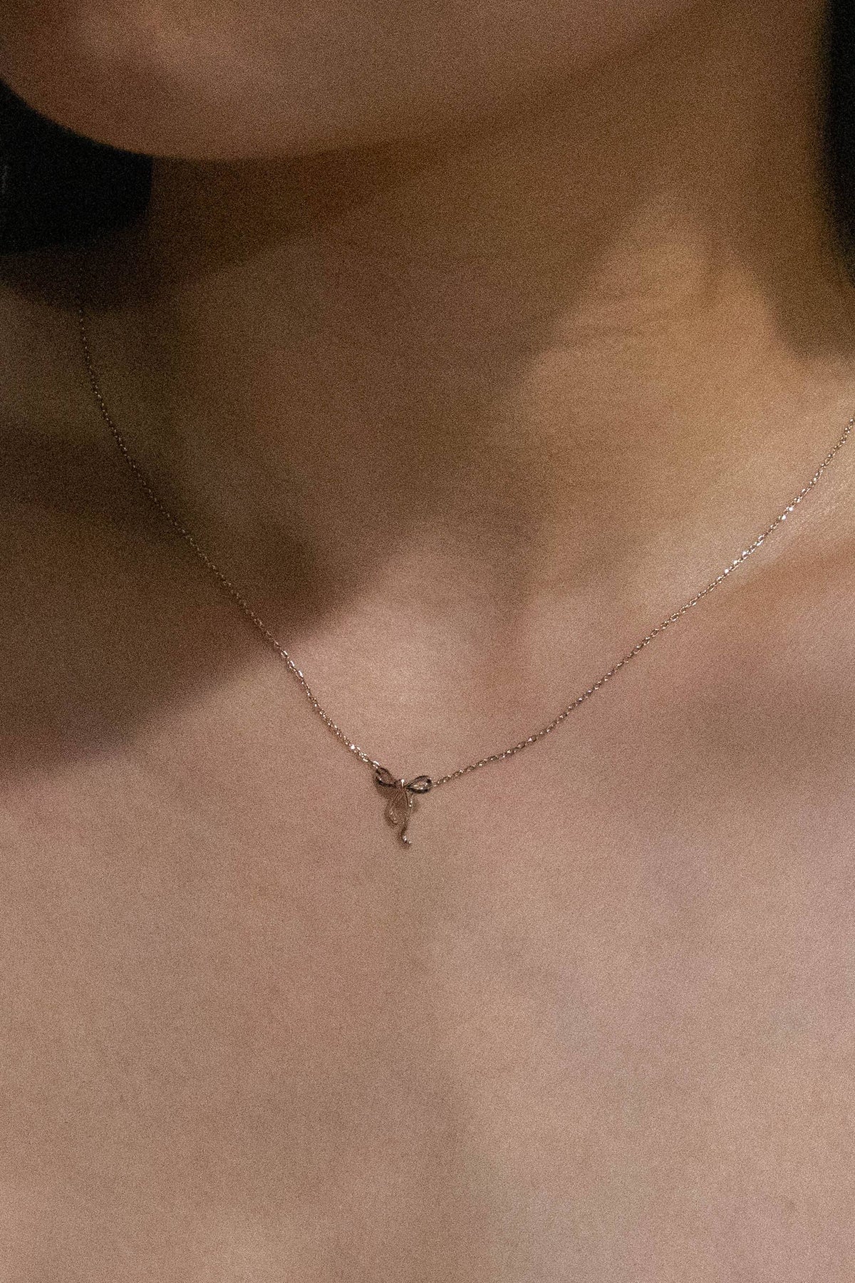 Curled Bow Charm Necklace