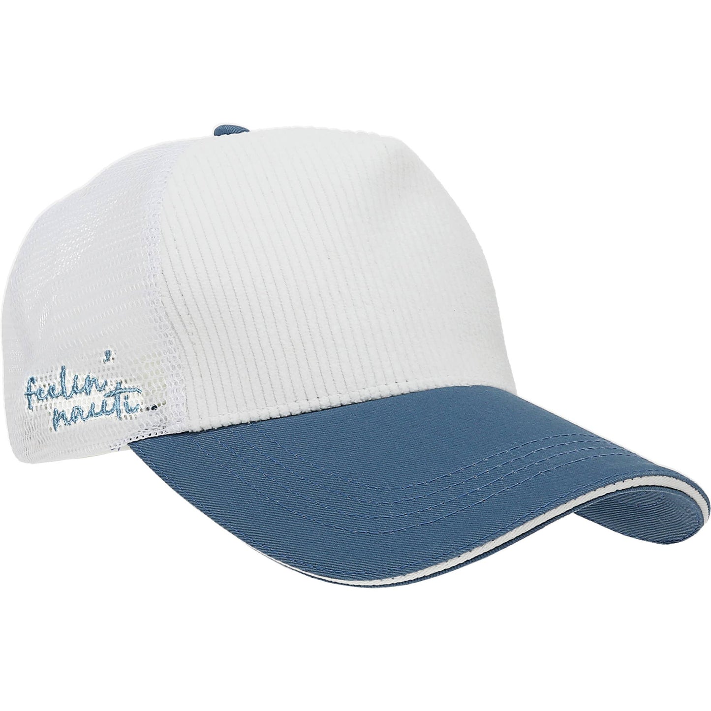 Feelin' Nauti - White Corduroy Adjustable Mesh Hat
