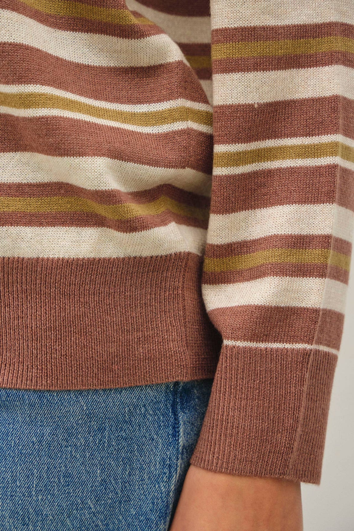 SEPIA LIGHT WEIGHT STRIPED SWEATER