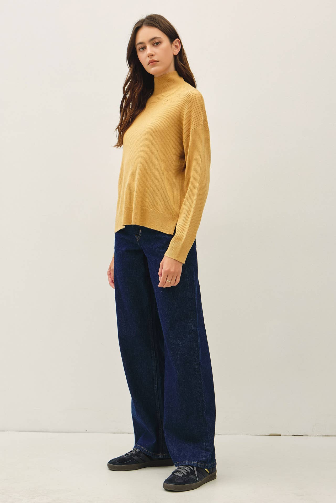 DIJON WOOL BLEND MOCK NECK RIP SWEATER
