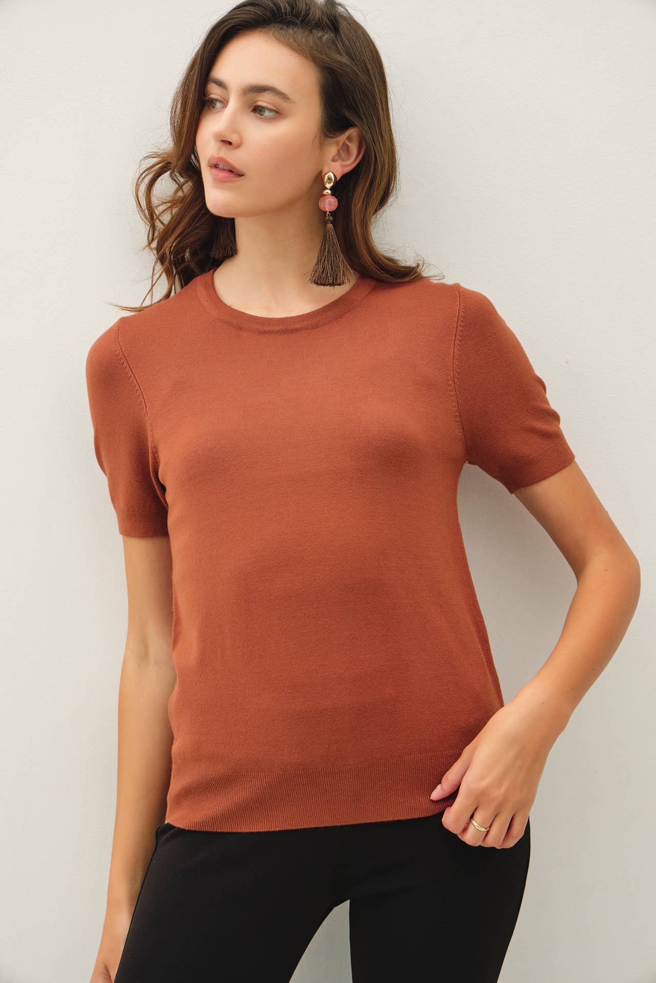 Rust Ultra Soft Short Sleeve Sweater Tee