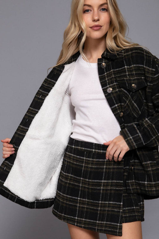 Black Brushed Plaid Jacket