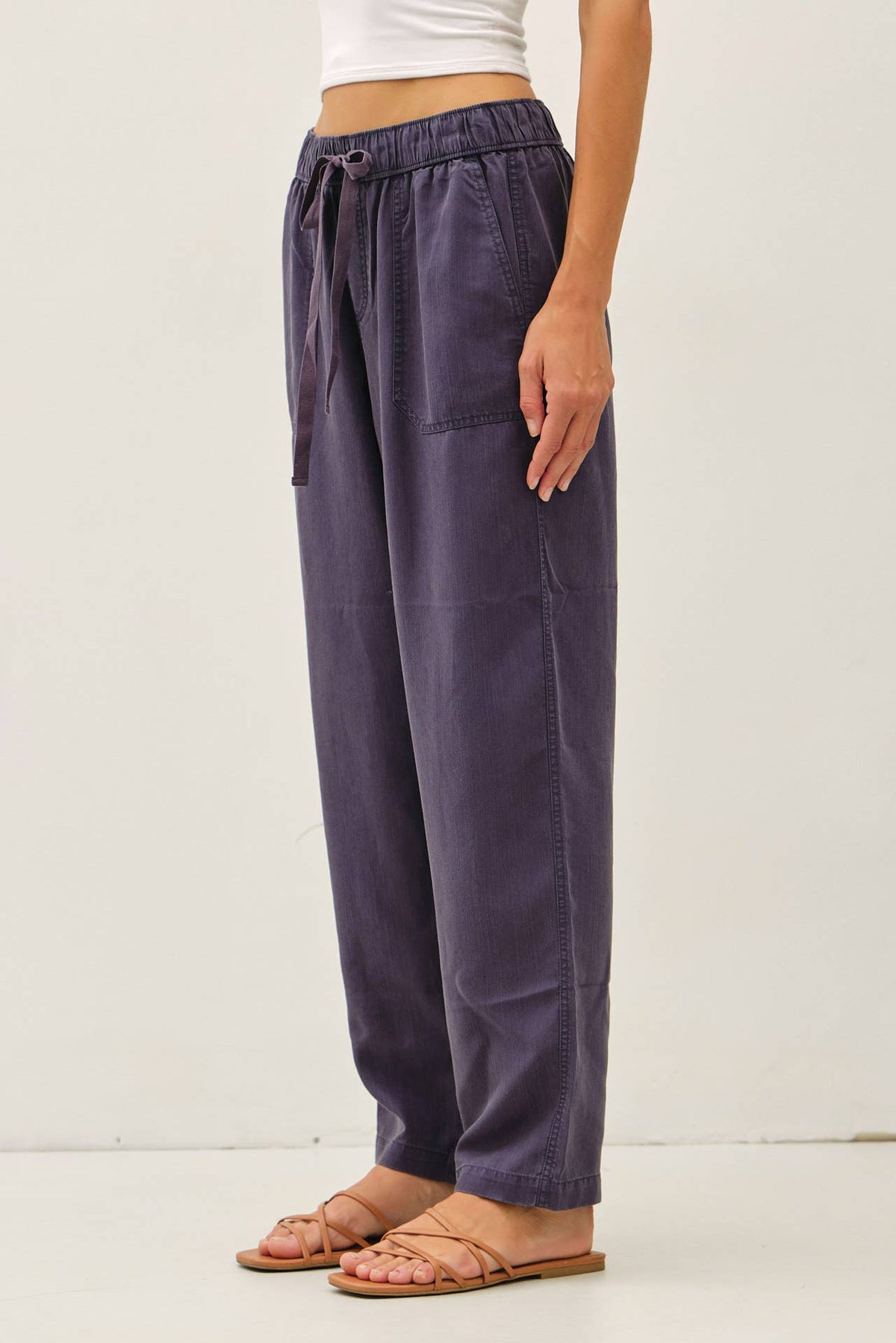 DEEP CHOCOLATE TENCEL TAPERED PANTS