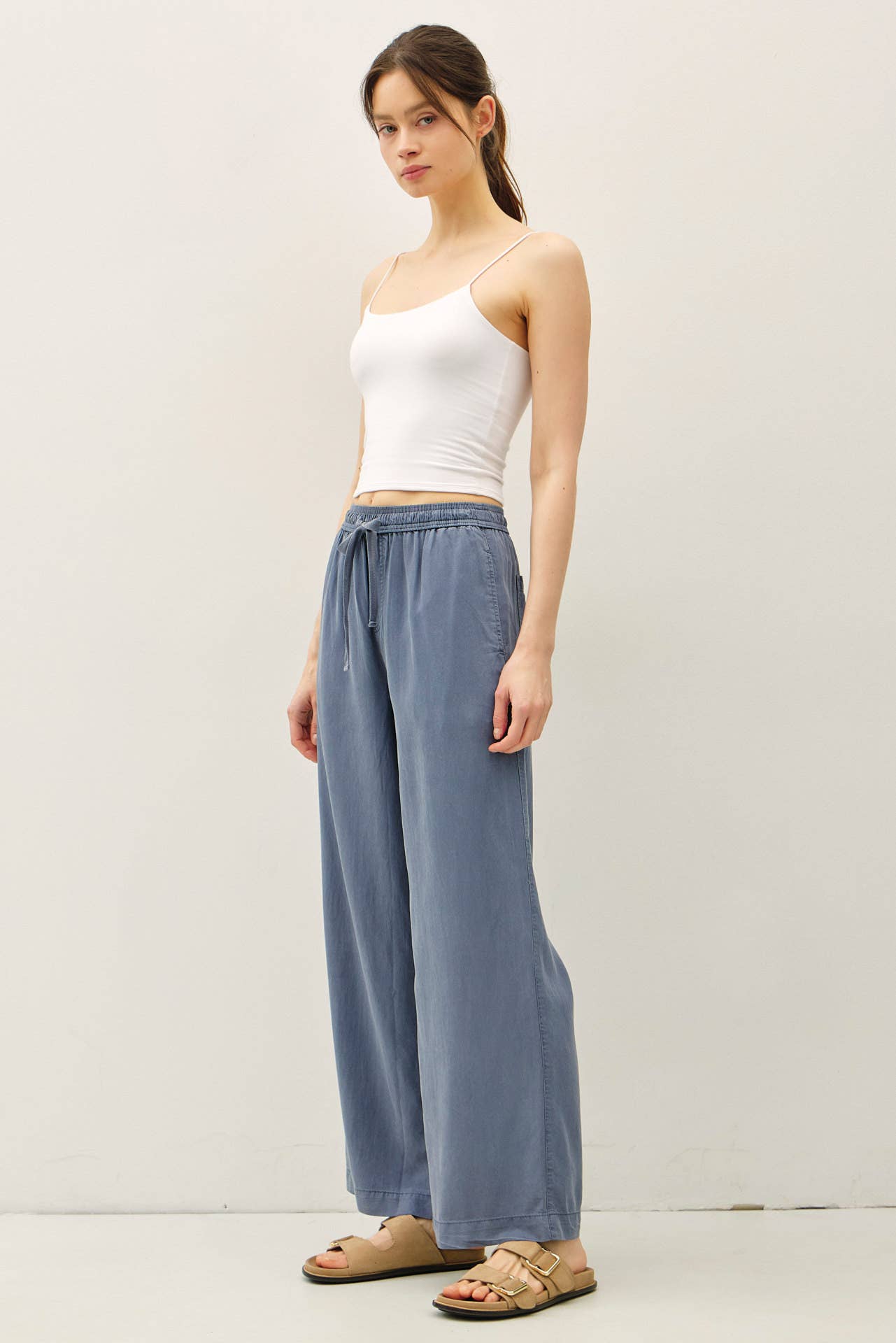 Denim Tencel Wide Leg Pants