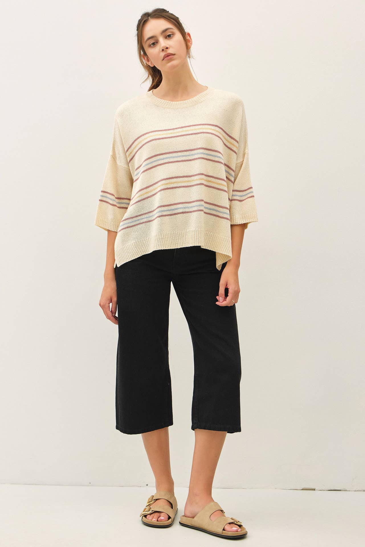 Vanilla Oversized Drop Shoulder Striped Sweater