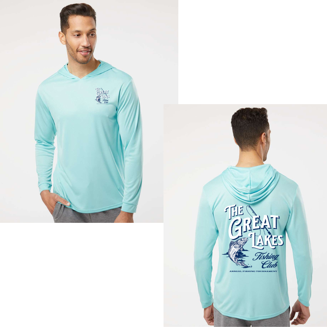 Aqua Great Lakes Fishing SPF Performance Hooded Long Sleeve