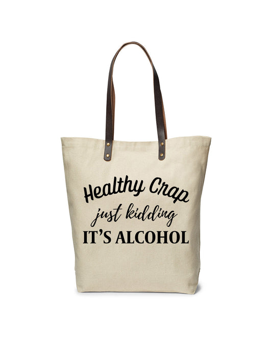 Healthy Crap Leather Strap Tote