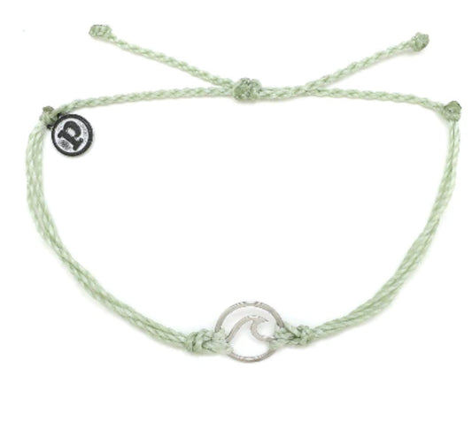 Minty Green Silver Wave Bracelet