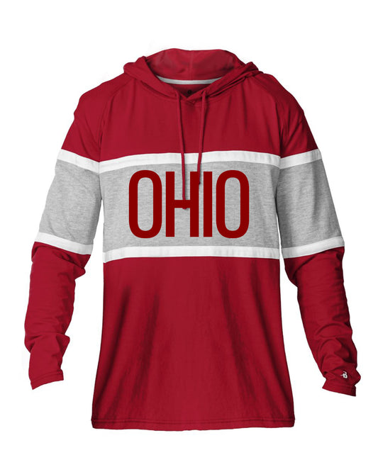 Ohio ColorBlock Long Sleeve Hooded Tee