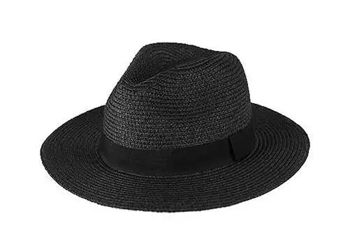 Black Panama Straw Beach Hat