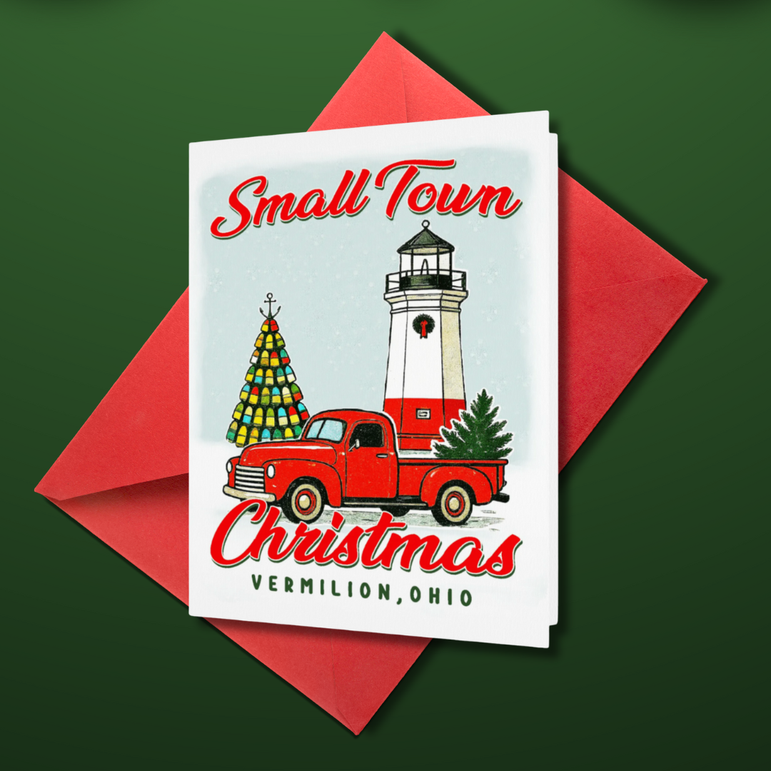 Small Town Vermilion Christmas Card - BLANK INSIDE