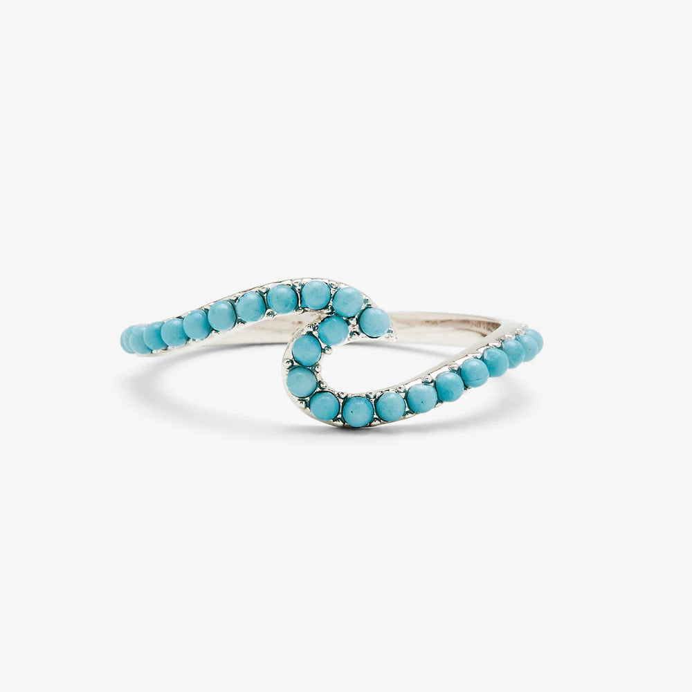 WAVE TEAL ENCRUSTED RING